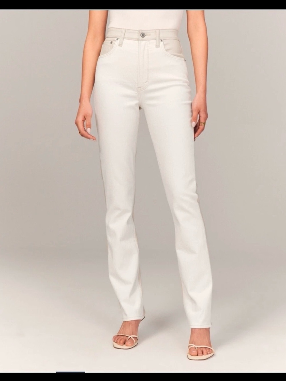Abercrombie & Fitch High-Rise Straight Leg Jeans — White